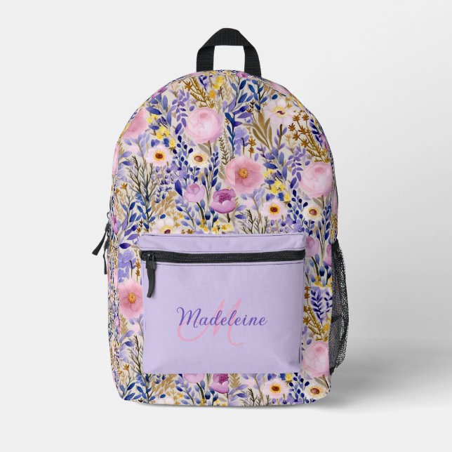 Beautiful Wildflower Garden Printed Backpack (Front)