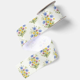 Beautiful Wildflower Greeny Satin Ribbon