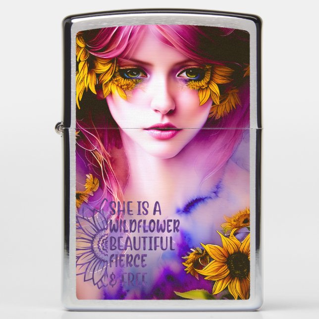 Beautiful wildflower sunflower women personalize zippo lighter (Front)