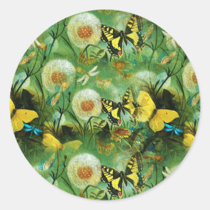 Beautiful Wildflowers and Butterflies Nature    Classic Round Sticker