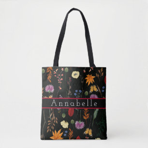 Beautiful Wildflowers and Butterflies Personalize Tote Bag