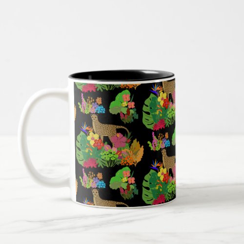 Beautiful WildflowersCheetah Tropical Jungle Two_Tone Coffee Mug