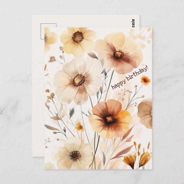 Beautiful Wildflowers Flowers HAPPY BIRTHDAY Postcard (Front/Back)