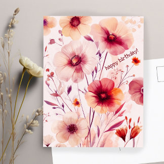 Beautiful Wildflowers Flowers HAPPY BIRTHDAY Postcard