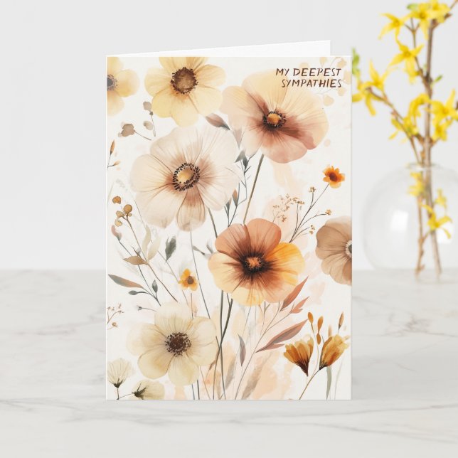 Beautiful Wildflowers Flowers SORRY FOR YOUR LOSS Card (Yellow Flower)