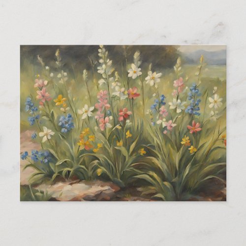 Beautiful Wildflowers Growing Nature Illustration  Postcard