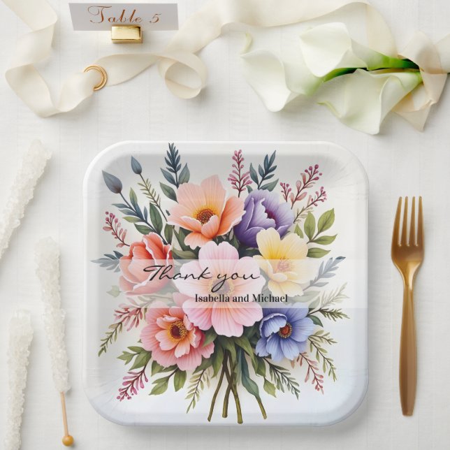 Beautiful Wildflowers Modern Luxury Collection Paper Plates (Wedding)