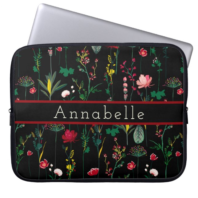 Beautiful Wildflowers Personalize Laptop Sleeve (Front)