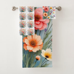 Beautiful Wildflowers Trendy Luxury Collection Bath Towel Set
