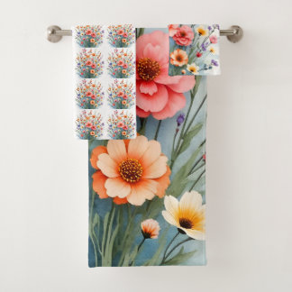 Beautiful Wildflowers Trendy Luxury Collection Bath Towel Set