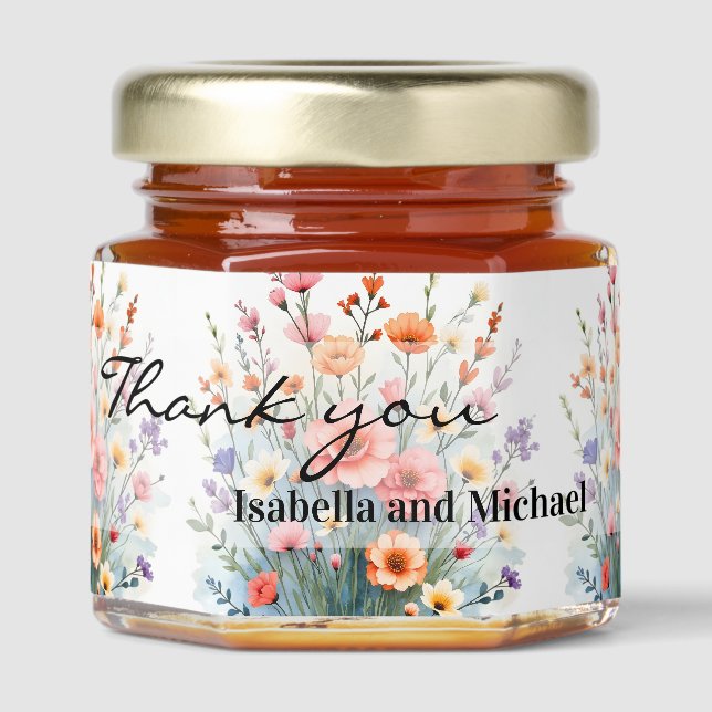 Beautiful Wildflowers Trendy Luxury Collection Honey Jar Favors (Front)