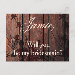 Beautiful Will you be my bridesmaid red faux lace Invitation Postcard