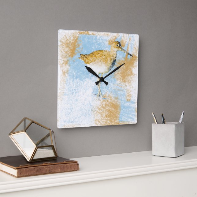 Beautiful Willet Beach Painting Square Wall Clock (Office)