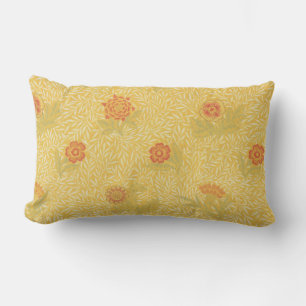 Beautiful William Morris Yellow Peach Floral Lumbar Pillow