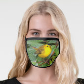 Beautiful Wilson's Warbler in the Cherry Tree Face Mask (Worn Her)