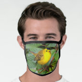 Beautiful Wilson's Warbler in the Cherry Tree Face Mask (Worn Him)