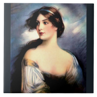 beautiful wind-blown Victorian woman Ceramic Tile