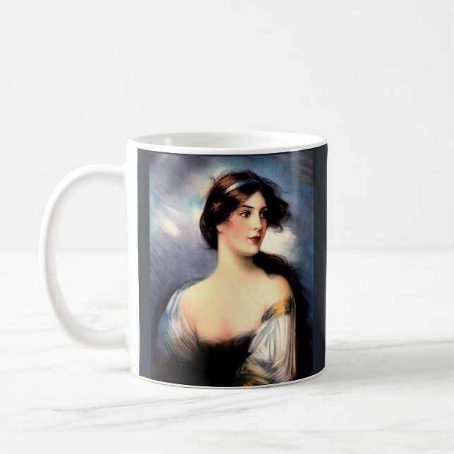 beautiful wind-blown Victorian woman Coffee Mug (Left)