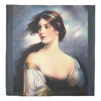 beautiful wind-blown Victorian woman Duvet Cover
