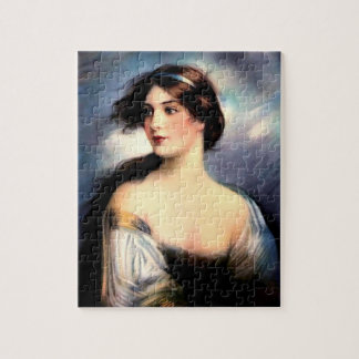 beautiful wind-blown Victorian woman Jigsaw Puzzle