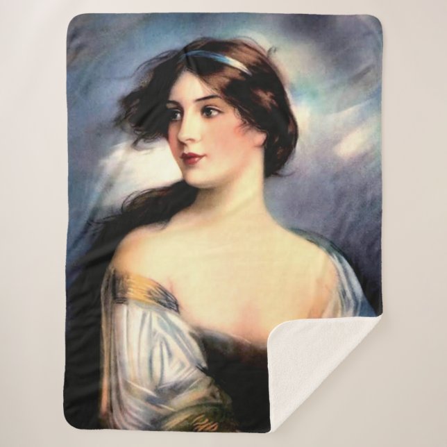 beautiful wind-blown Victorian woman Sherpa Blanket (Front)