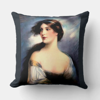 beautiful wind-blown Victorian woman Throw Pillow