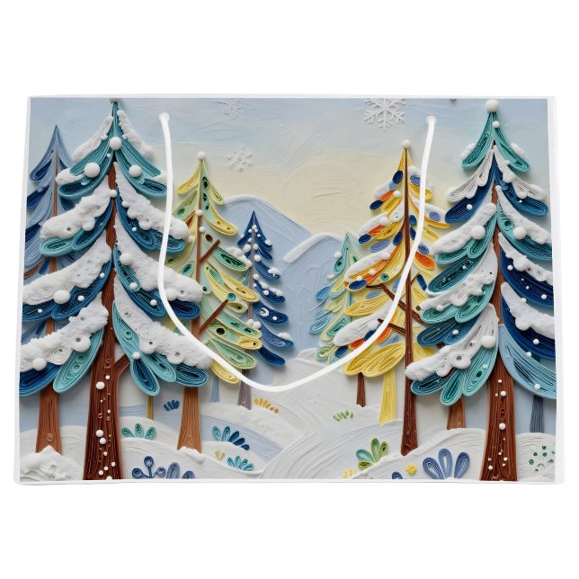 Beautiful Winder Scene | Enchanted Forest Large Gift Bag (Front)
