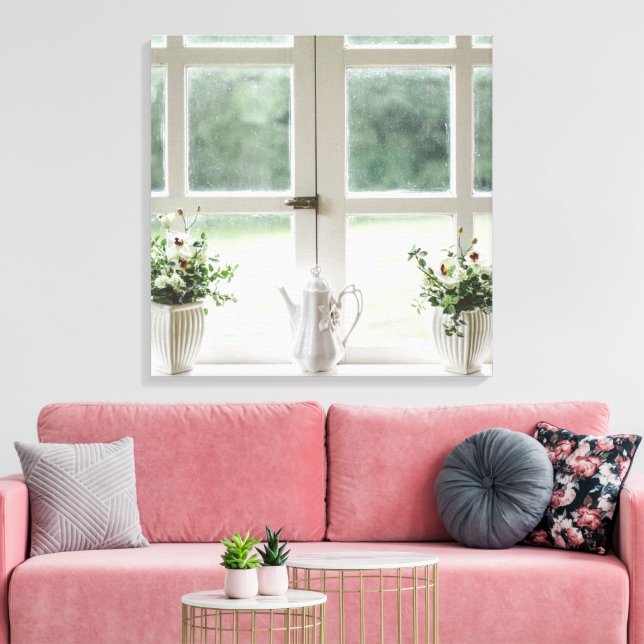 Beautiful Window to the Outside & Flower Vases Canvas Print (Insitu(LivingRoom))