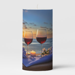 Beautiful Wine and Beach Pillar Candle