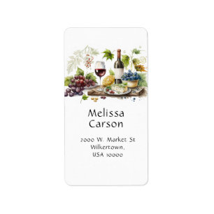 Beautiful Wine and Cheese Plate Label