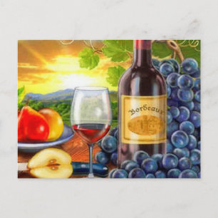 beautiful wine and grapes postcard