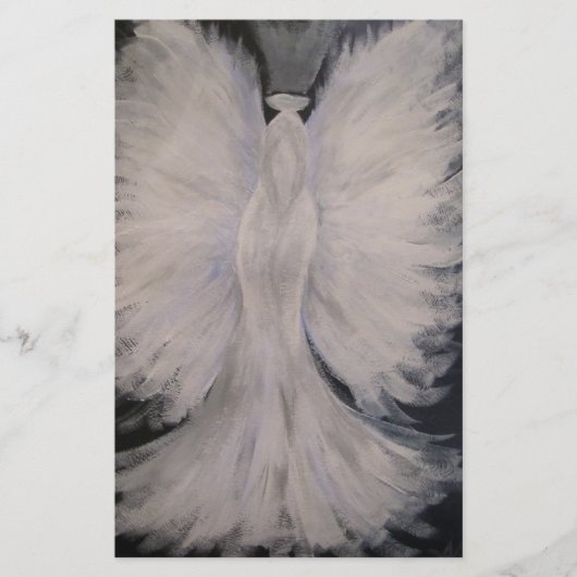 Beautiful Winged Guardian Angel Painting Art (Front)