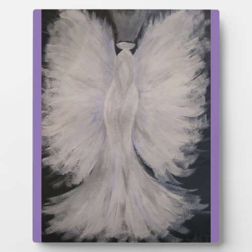 Beautiful Winged Guardian Angel Painting Art Plaque