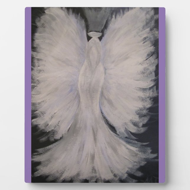 Beautiful Winged Guardian Angel Painting Art Plaque (Front)