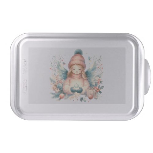 Beautiful winter angel amidst the northern nature  cake pan
