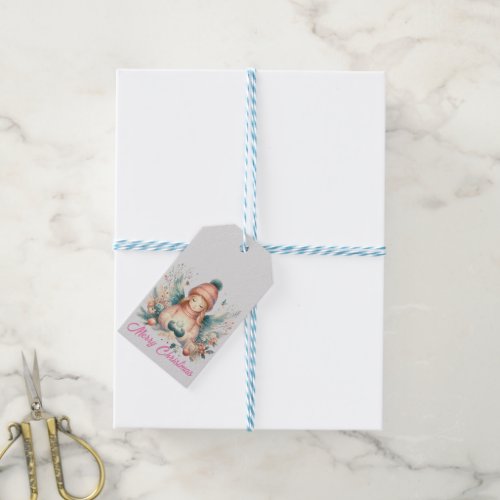 Beautiful winter angel amidst the northern nature gift tags
