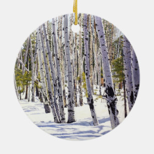 Beautiful Winter Aspens in Flagstaff Arizona Ceramic Ornament