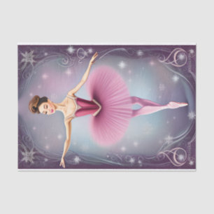 Beautiful Winter Brunette Ballerina Pink Purple Tissue Paper