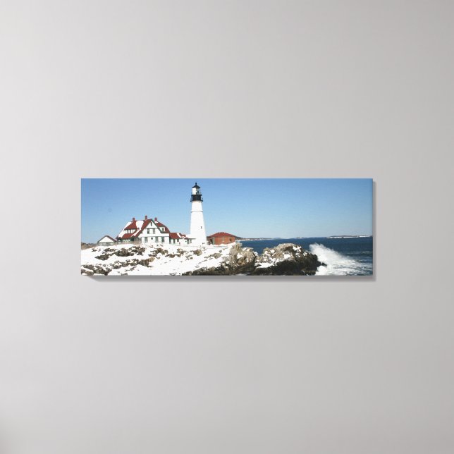 Beautiful winter day at Portland Head Light Canvas Print (Front)