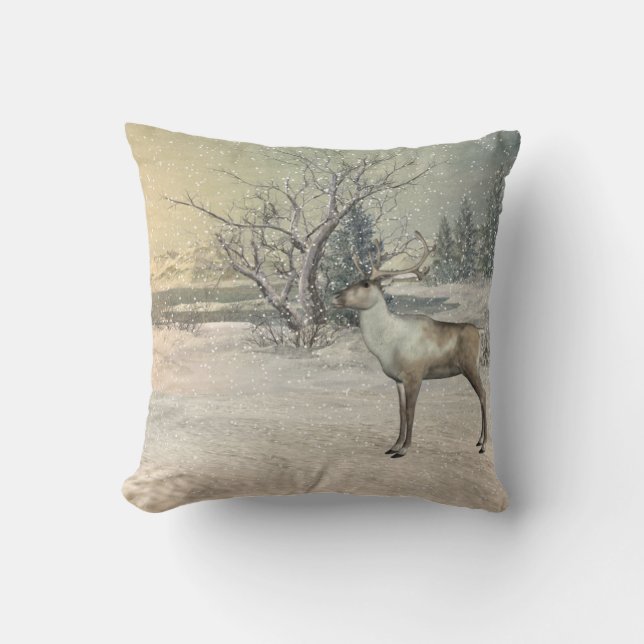 Beautiful winter deer pillow (Front)