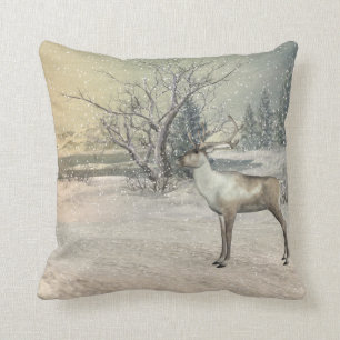 Beautiful winter deer pillow