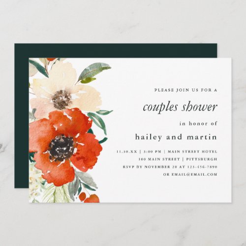 Beautiful Winter Floral Wedding Couples Shower Invitation