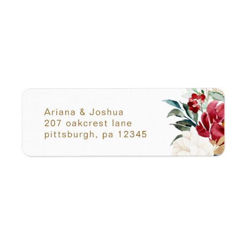 Beautiful Winter Floral Wedding Return Address Label