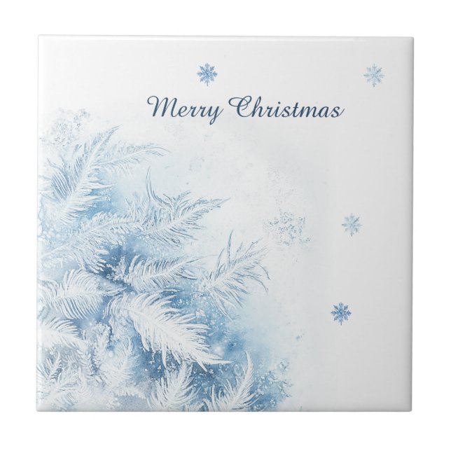 Beautiful Winter Frost Christmas Ceramic Tile (Front)