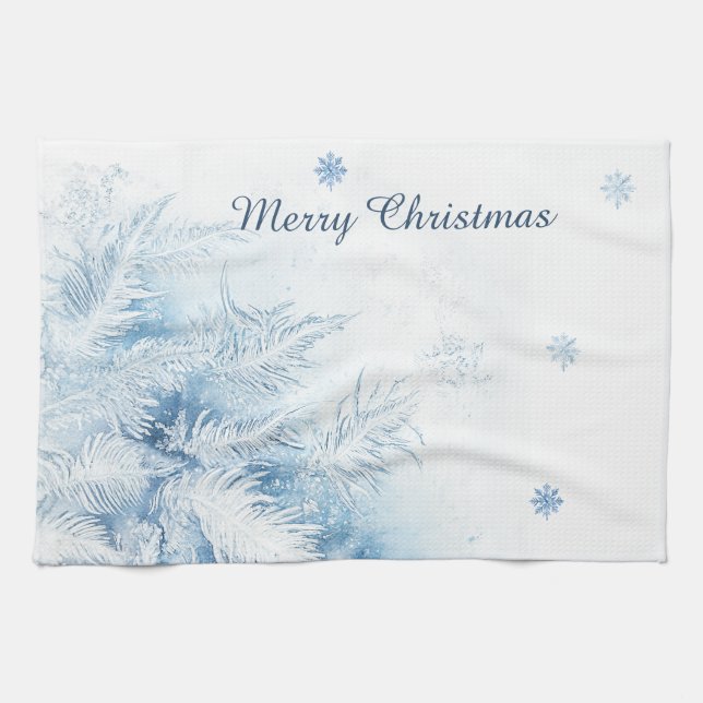 Beautiful Winter Frost Christmas Kitchen Towel (Horizontal)