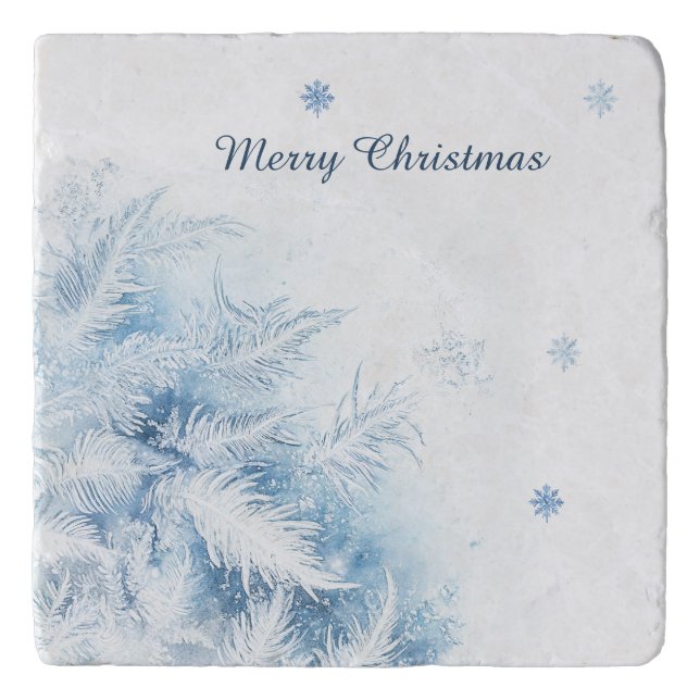 Beautiful Winter Frost Christmas Trivet (Front)