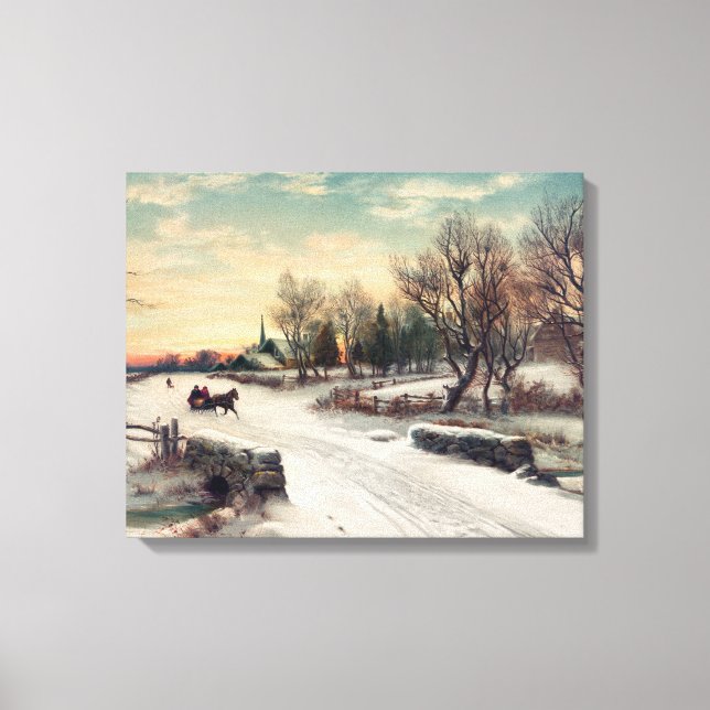 Beautiful Winter Landescape Painting Art Canvas (Front)