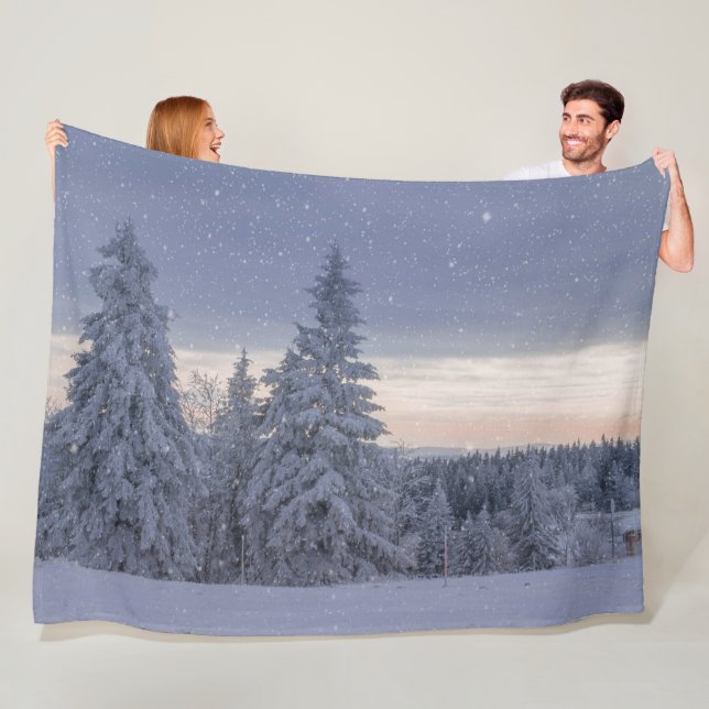 Beautiful Winter Landscape as it's Snowing  Fleece Blanket (In Situ)