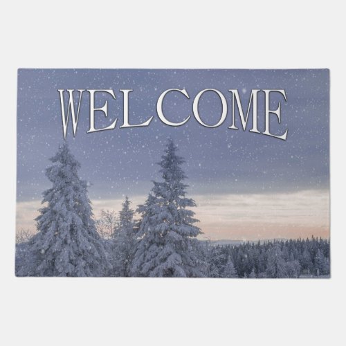 Beautiful Winter Landscape Welcome  Doormat