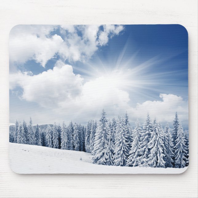Beautiful Winter Landscape With Snow Mouse Pad (Front)